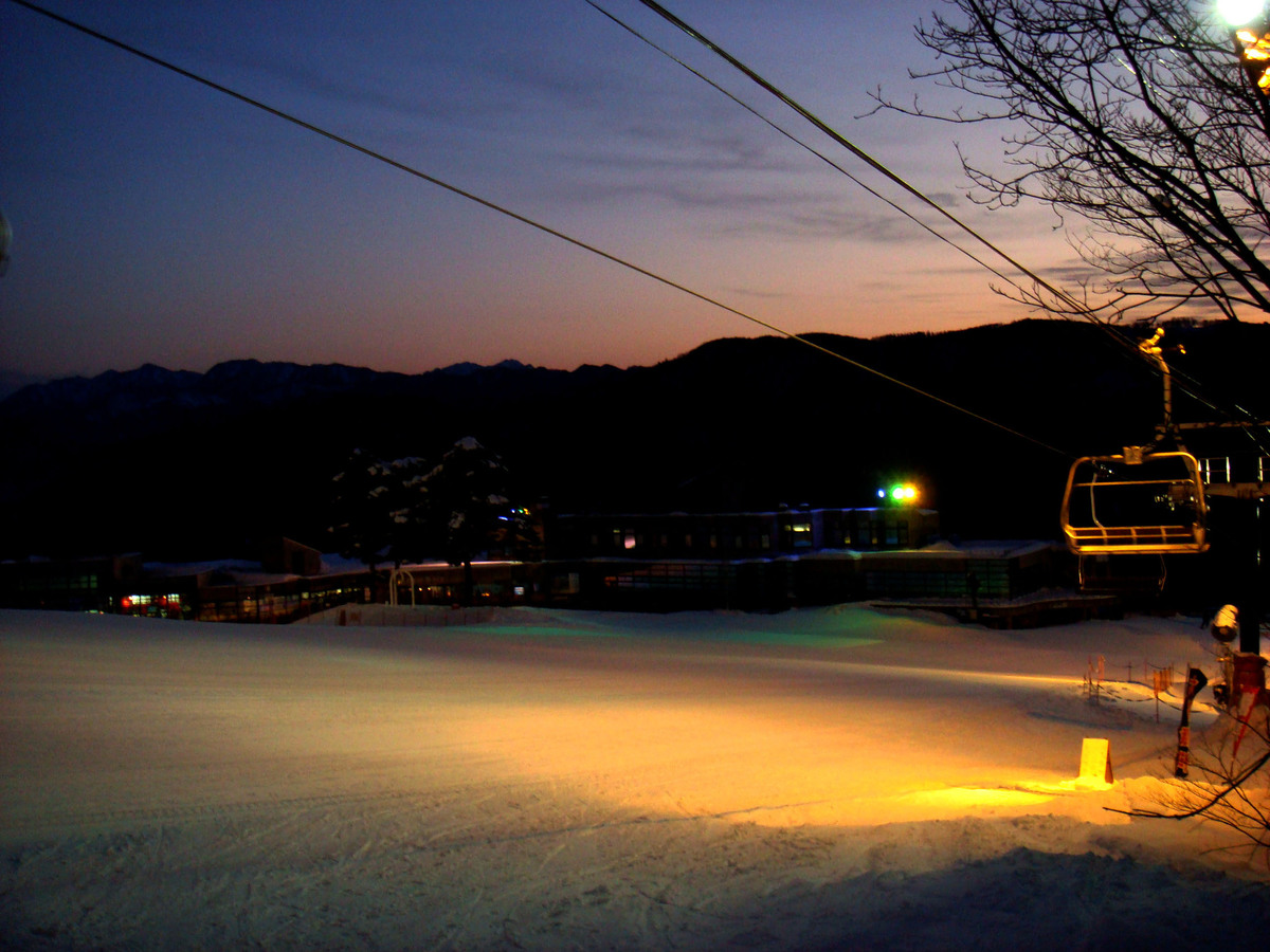 Nighttime skiing at Hakuba Goryu Snow Resort